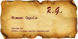 Ruman Gyula névjegykártya